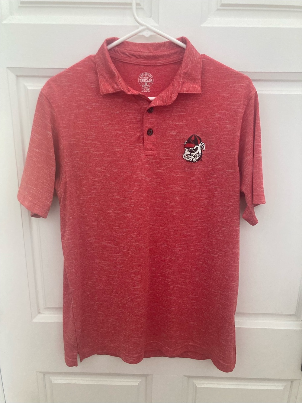 Rivalry Threads Red Heather Polo with Georgia Bulldog Logo